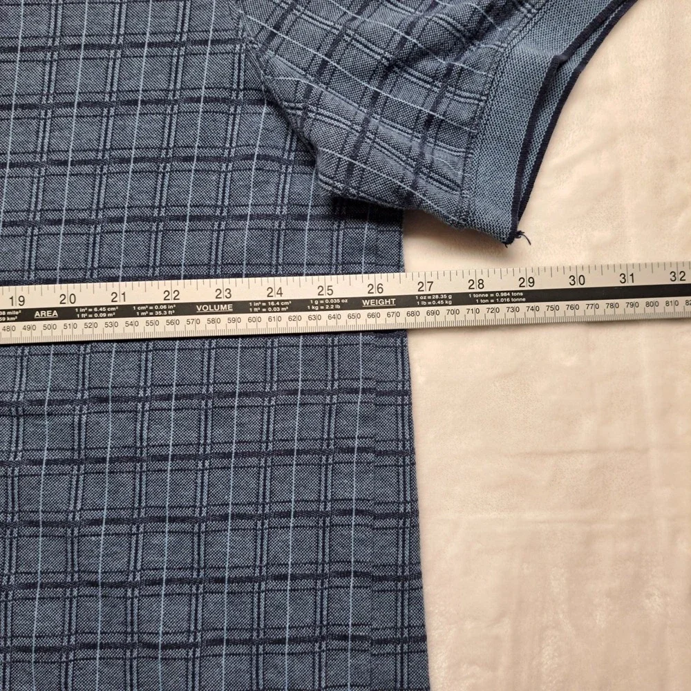 David Taylor Polo Shirt Mens 2XLT Blue Good Grid Pattern Short Sleeve Tall